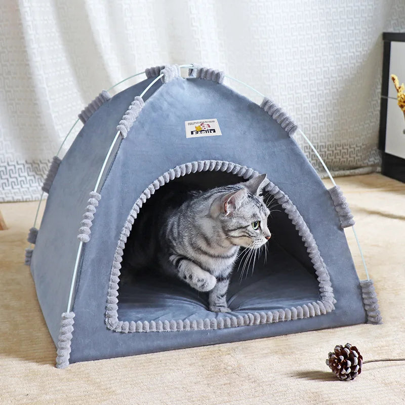 Dobrável casa de gato pet tenda quatro estações universal