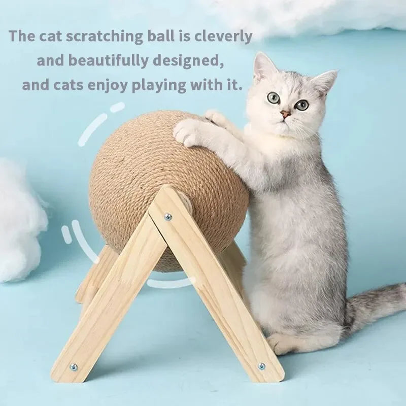 Gato cratchers bola brinquedos sisal e madeira triângulo