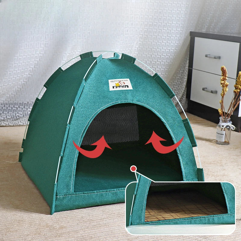 Dobrável casa de gato pet tenda quatro estações universal